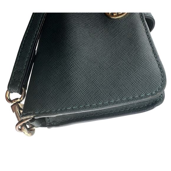 Tory Burch Deep Green Leather Bi-Fold Wallet Wristlet - Picture 13 of 16